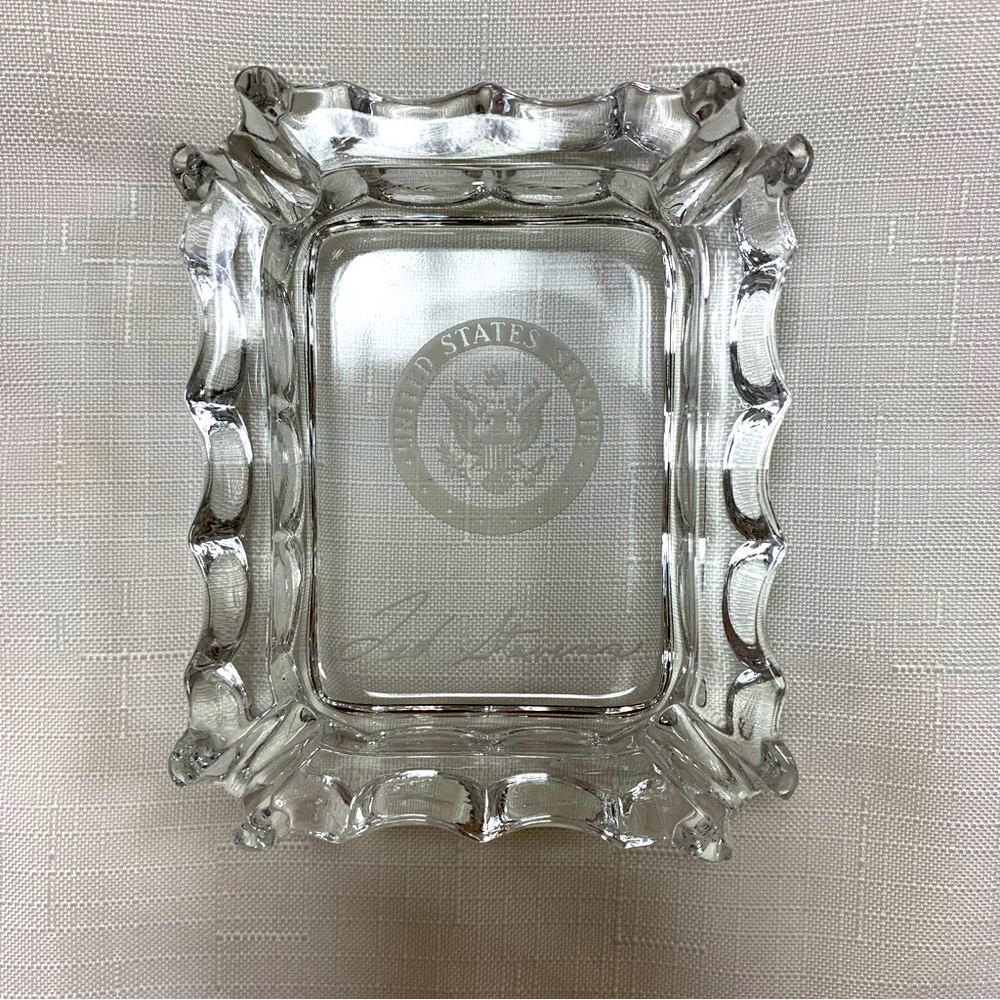 RARE Vintage United States Senate Glass Ashtray Ted Stevens Collectible